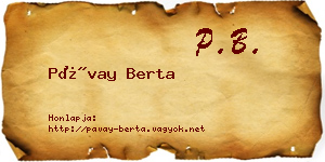 Pávay Berta névjegykártya